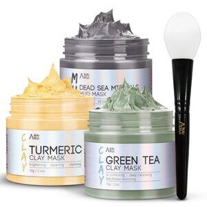 Premium Facial Mask Gift Set - Turmeric, Green Tea & Dead Sea Mud (Sulfate-Free)